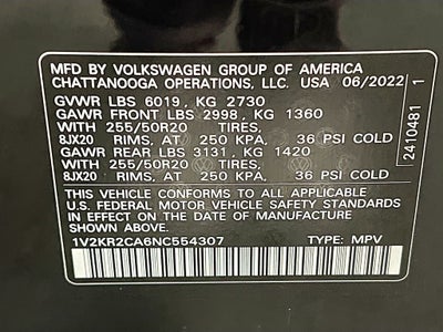 2022 Volkswagen Atlas 3.6L V6 SE w/Technology