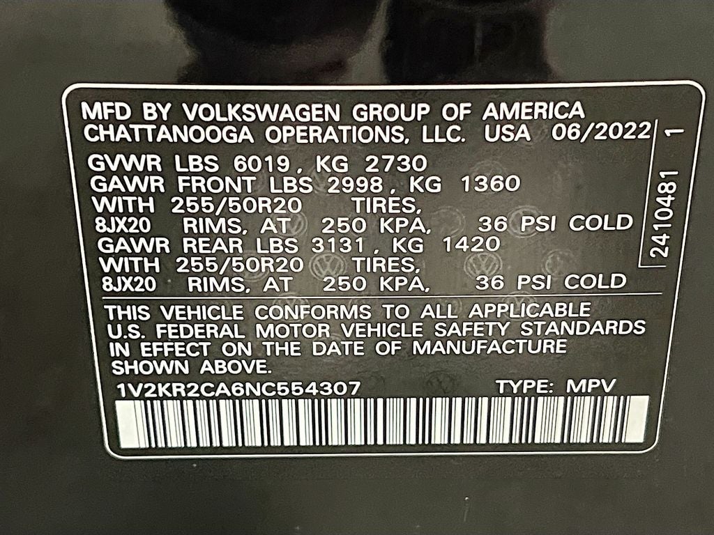 2022 Volkswagen Atlas 3.6L V6 SE w/Technology