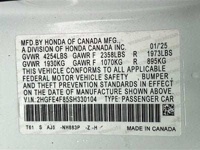 2025 Honda Civic Hybrid Sport
